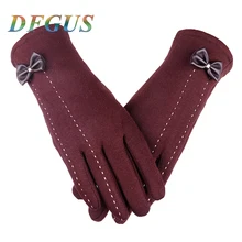 Модные женские зимние перчатки с бантом, перчатки с сенсорным экраном, теплые хлопковые перчатки для езды, варежки Eldiven, женские перчатки