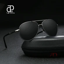 FEIDU классический пилот поляризационные мужские солнцезащитные очки ретро брендовая дизайнерская металлическая рамка солнцезащитные очки покрытие очки для мужчин с коробкой