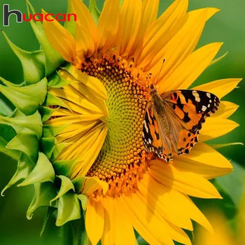 

Huacan Diamond Mosaic Stitch Sunflower Full Square 5D Diamond Painting Picture Rhinestone Embroidery Sale Home Decor Drop Ship