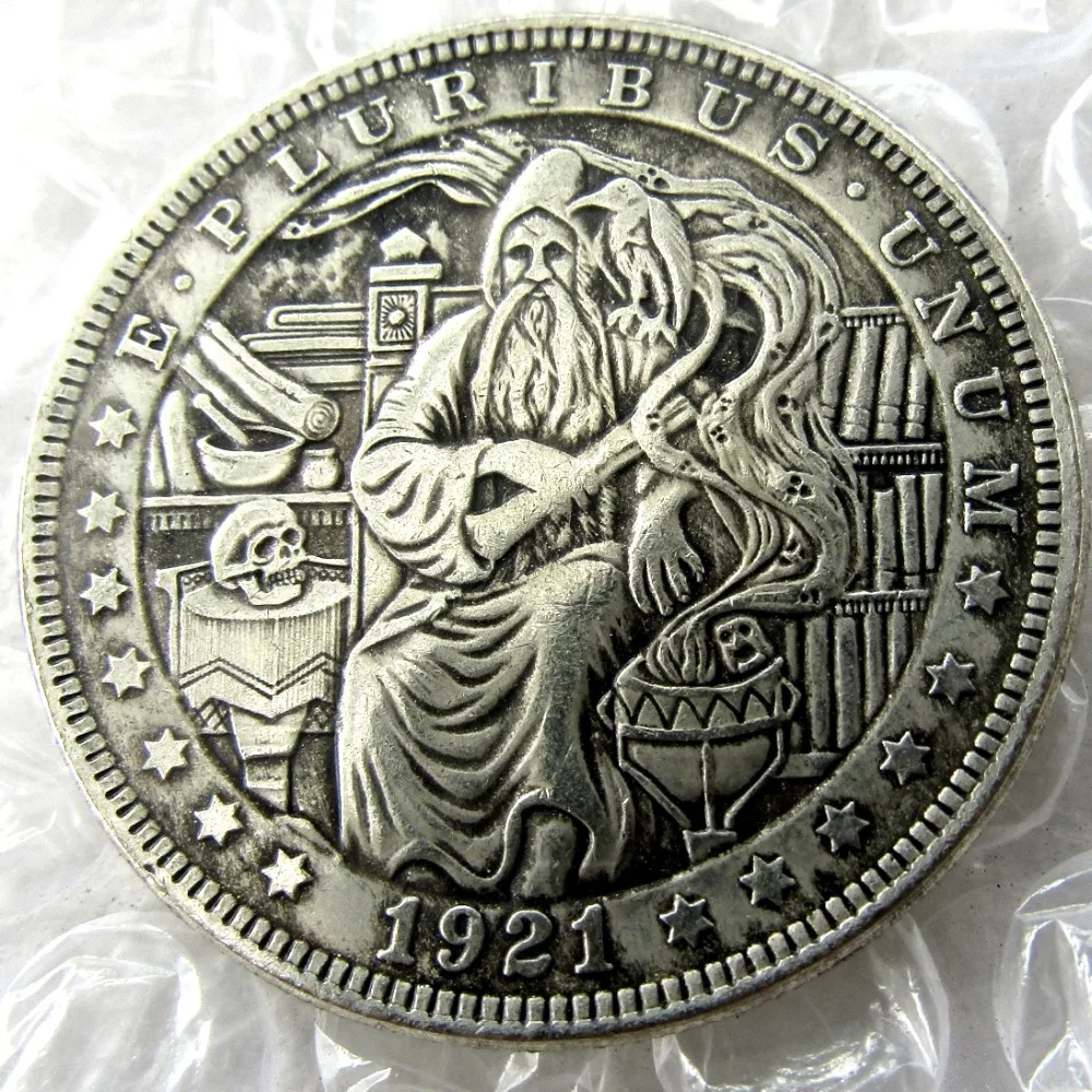 

HB(54)US Hobo 1921 Morgan Dollar In Wizard Creative Copy Coins