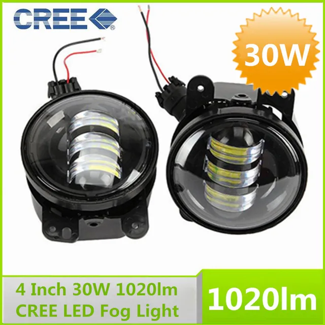 Pair 4 Inch Round Cree 30w White Led Fog Light Kit For Jeep Wrangler Pair 4 Inch Round Cree 30w White Led Fog Light Kit For Jeep Wrangler Jk Front