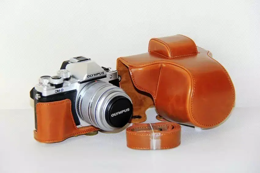 Из искусственной кожи Камера сумка для Olympus EM10 III EM10III 14-42 мм крышка объектива Вт Батарея открытым