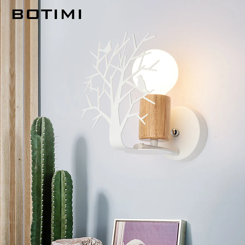 BOTIMI светодиодный настенный светильник для деко Белый настенный прикроватный светильник зеленый настенный светильник для чтения деревянный настенный светильник E27 Luminare