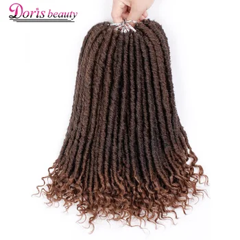 

Long Curly Crochet Hair Braiding Hair Goddess Faux Locs Crochet Braids 16 inch Soft Synthetic Hair Extension Black Grey Brown