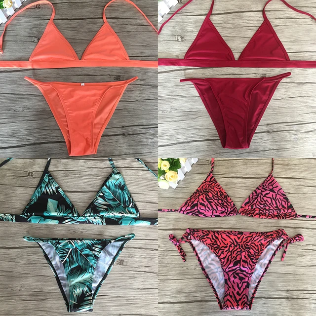 2017 Лето Горячие продажа bikinis сплошной цвет женщин микро бикини набор купальник Очень дерзкий Бразильские бикини купальник