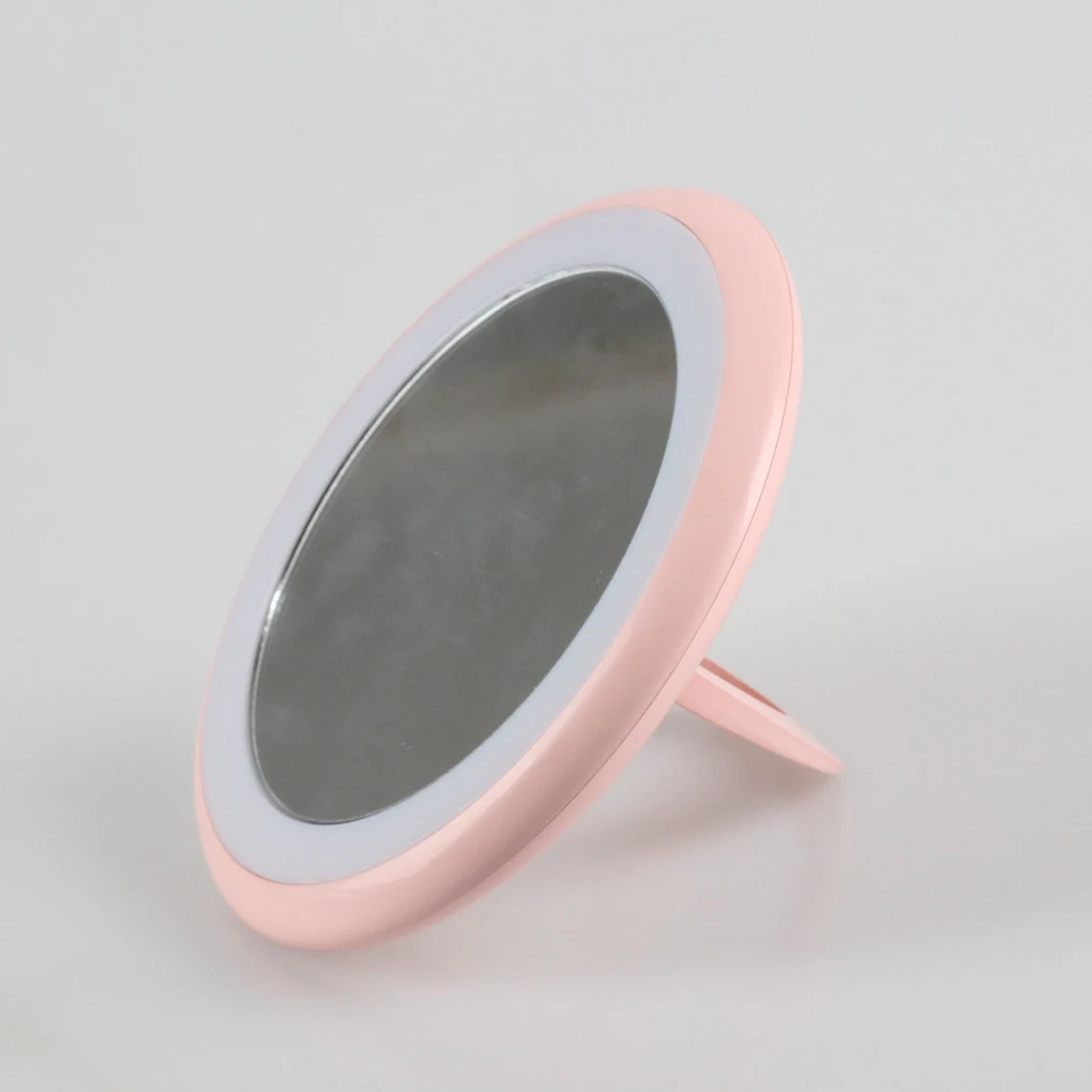 Мини светодиодный макияж Круглый Форма косметическое зеркало USB Платные складной Портативный кольцо Стенд Руку косметическое зеркало