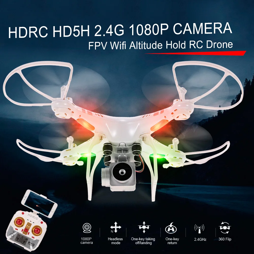

Drone with Camera RC Toys for Children HDRC HD5H 2.4G 1080P FPV Wifi Altitude Hold RC Quadcopter