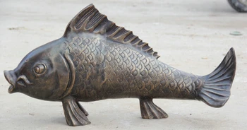

song voge gem S1917 30" Larger Chinese Bronze Folk FengShui fish goldfish barracuda Statue sculpture