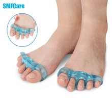 2Pcs Silicone Gel Foot Fingers 5 Hole Toe Separator Thumb Valgus Protector Bunion Adjuster Hallux Valgus Guard Feet Care Z53401