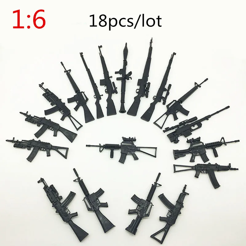 

4D 1:6 18pcs/lot Assembly Gun Model Building Block Gun Model Soldier Weapon Old Nostalgia Black Gun Military Early Education Toy