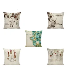 Simple Christmas Dress Up Cushion Set Bells Birds Socks Fire Santa Claus Christmas Tree Style Pillowcase Decorating Living Room simple style coconut tree freehand sketching pattern pillowcase
