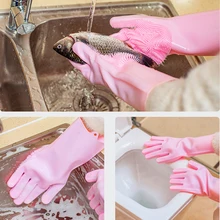 1 пара силиконовые Кухня блюд моющиеся перчатки с щеткой для чистки Еда фрукты Ведение домашнего хозяйства бытовой унитаз перчатка для скрабирования