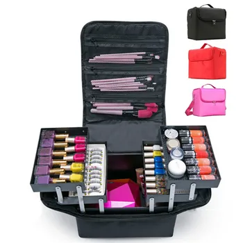Make up bag hand-held large capacity multi-layer manicure hairdressing embroidery tool kit cosmetics storage case toiletry bag