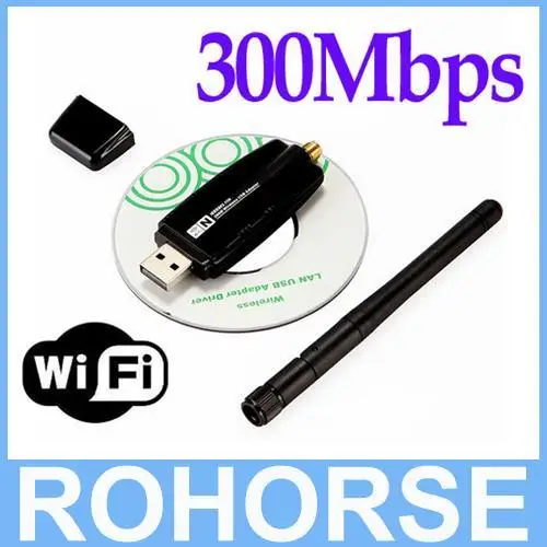 300Mbps USB Wireless Adapter WiFi Network Lan Card Cables, Adapters