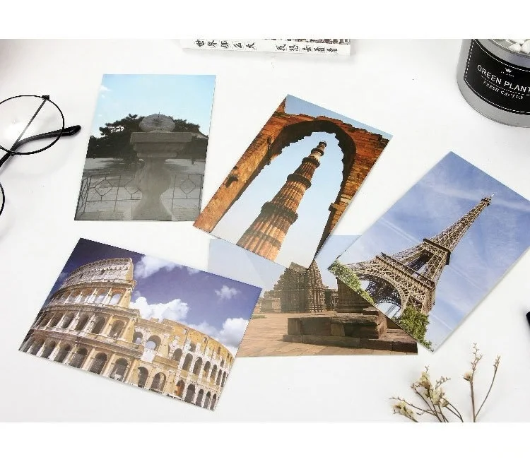 30 Sheets/Set Travel all over the world Postcard/Greeting Card/Message Card/Birthday Letter Envelope Gift Card Two sizes