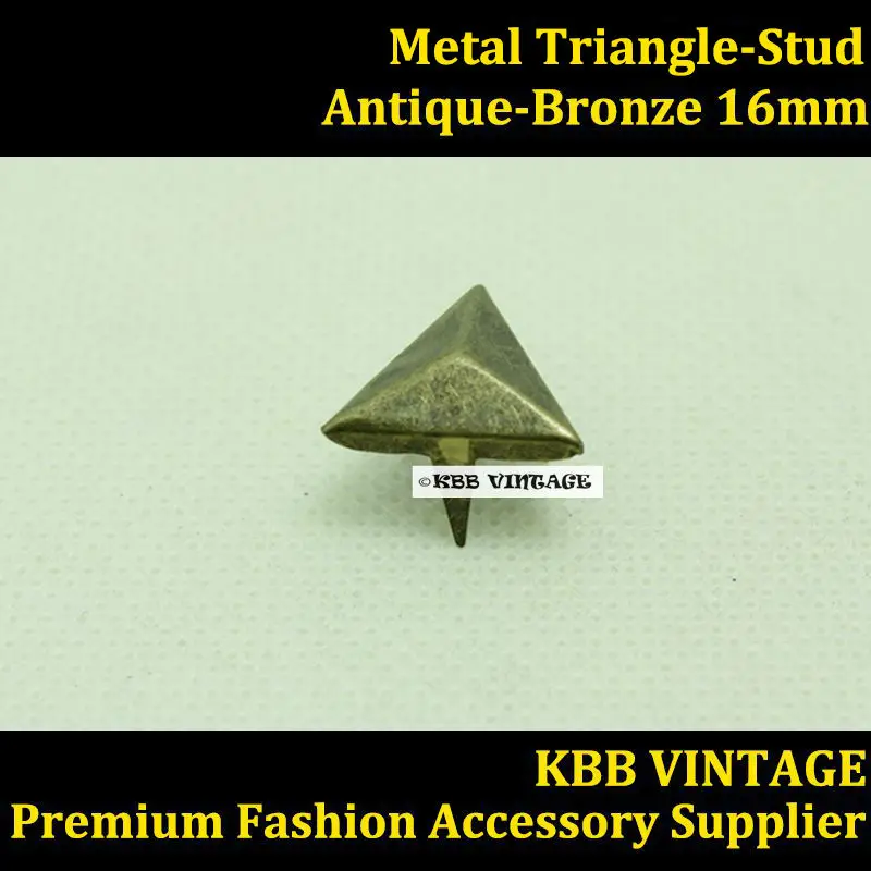 Punk DIY Metal Triangle Prong Stud 16mm Antique-Bronze with 3 Claws for Leather Craft/Bag/Shoe/Clothing/Jacket | Дом и сад