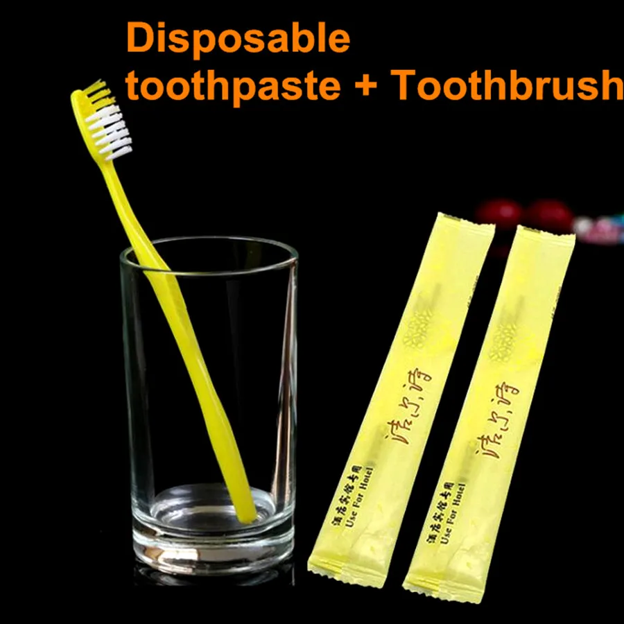 

5 sets eco friendly dientes Travel and outdoor camping sports using Disposable toothpaste teeth tooth brush for dental oral care