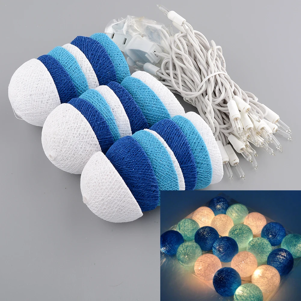 

Aladin Romantic 300CM 20 Blue Creative Handmade Cotton BALL String Light For Xmas Feast Banquet Decoration