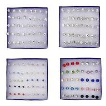 Rinhoo 20 çift parlak kristal saplama küpeler renkli CZ mini yuvarlak küpe kadınlar kız moda takı kulak Oorbellen aksesuarları