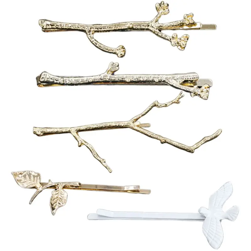 

Minimalist Vintage Metallic Bobby Pin Women Girl Cute Tree Branch Leaf Shaped Side Bangs Hair Clip DIY Styling One Word Barrette