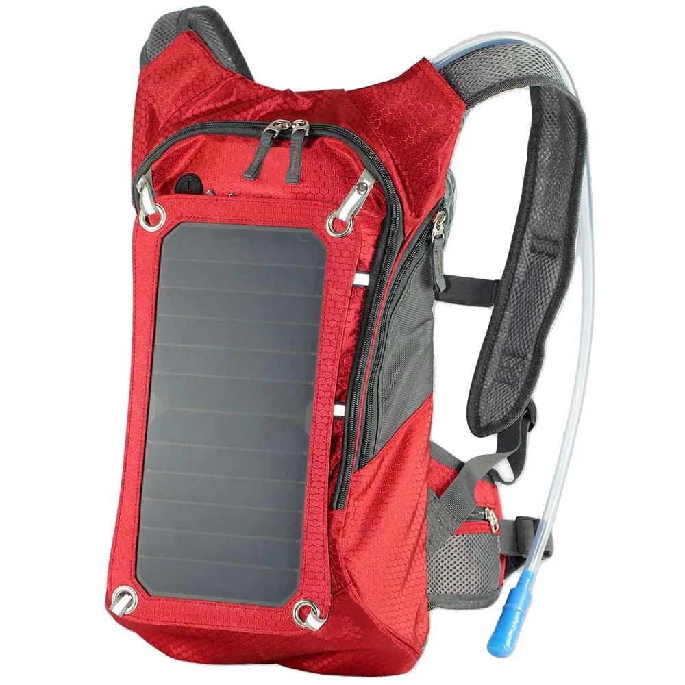 Уличный походный рюкзак 6,5 Вт с солнечной панелью, походный рюкзак, 15 л, водонепроницаемая сумка с сумкой для воды и USB выходным зарядным устройством, рюкзак, сумка - Цвет: Red