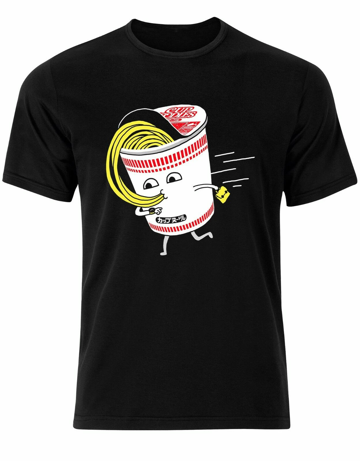

Noodles Cup Late For Work Pasta Spaghetti Yummy Mens Funny Tshirt Tee Top