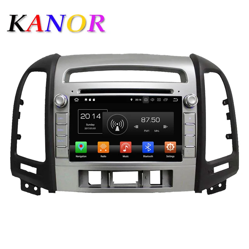 

KANOR 1024*600 Octa Core 4G Android 9.0 2din Car Radio DVD GPS For Hyundai Santa Fe 2006-2012 Headunit Radio Cessette recorder