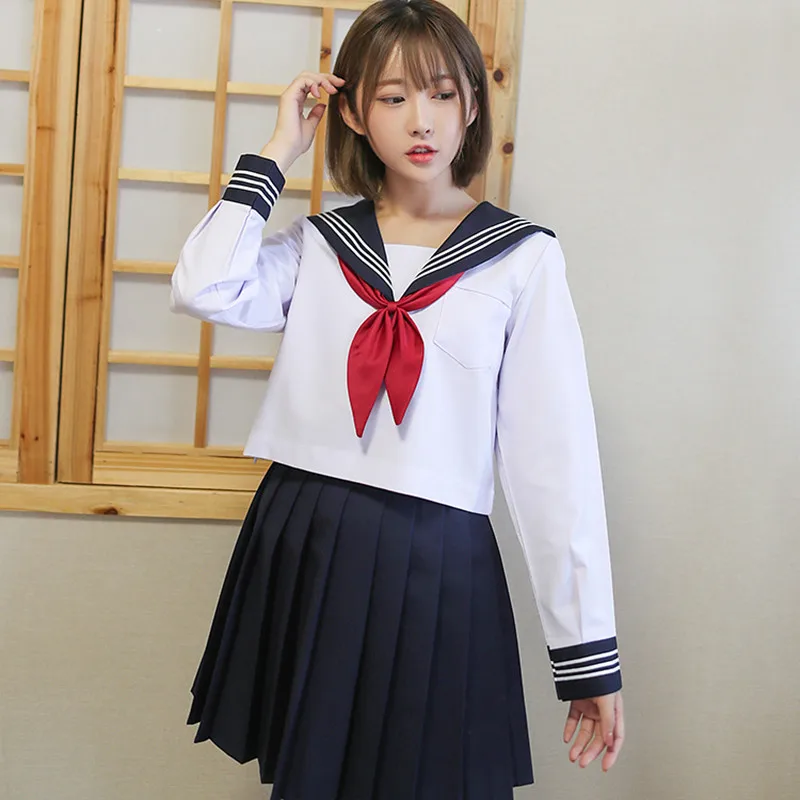 UPHYD японская школьная форма Аниме COS костюм моряка Белый Топы+ галстук юбка JK темно стиль студентов Одежда для девочек