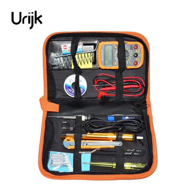 Urijk 220v 60w Eu Adjustable Temperature Electric Soldering Iron Kit+5pcs Tips Portable Welding Repair Tool Tweezers Solder Wire Urijk 220v 60w Eu Adjustable Temperature Electric Soldering Iron Kit+5pcs Tips Portable Welding Repair Tool Tweezers Solder Wire