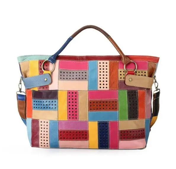 

2019 Hot Sale100% Genuine Leather Big Bag Women Handbags Colorful Fashion Bag Shopping Totes