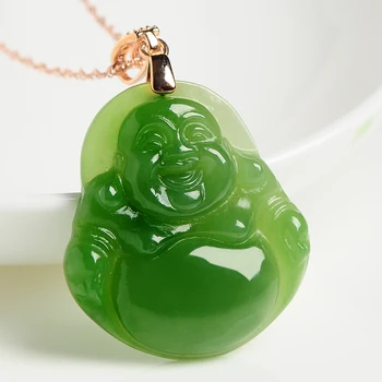 

Hetian Yu Happy buddha pendant natural Jade Jasper Lever pendant female Jade Pendant