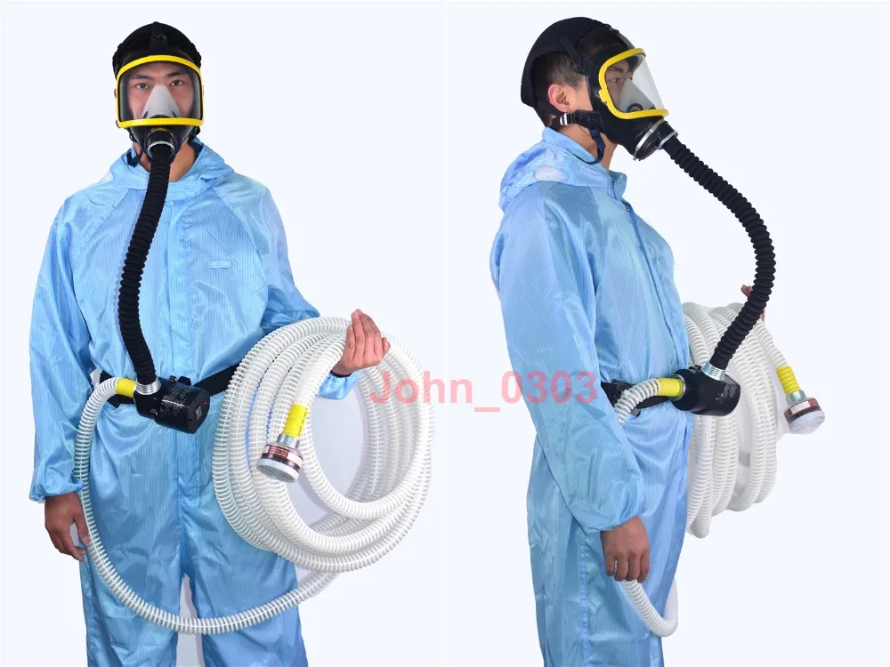 

10 m Long Pipe Electric Supplied Air Fed Full Face Gas Mask Respirator Portable