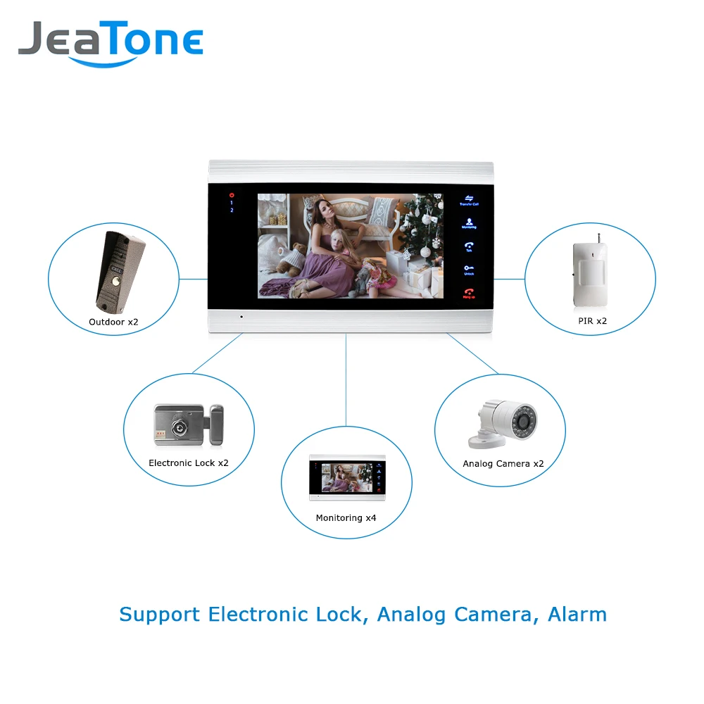 JeaTone 7'' Video Door Phone Intercom System Video Doorbell Camera Home Security Video Door Phone Kit System Waterproof Doorbell