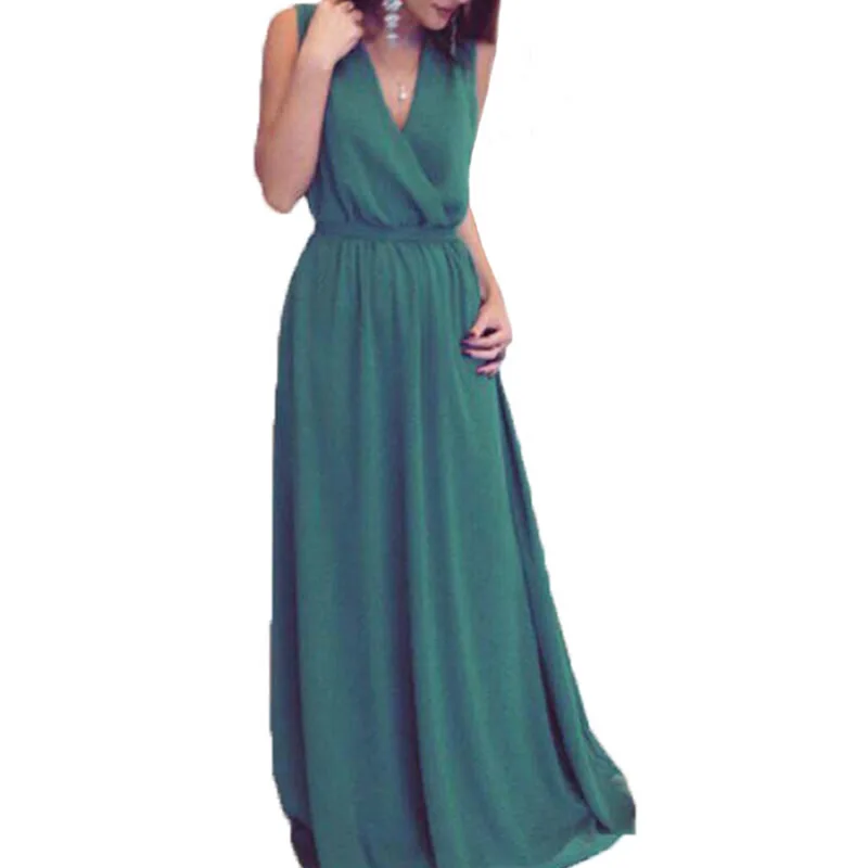 Summer Women dress Sexy Long Deep V Neck Party Dresses 2018 Sleeveless ...