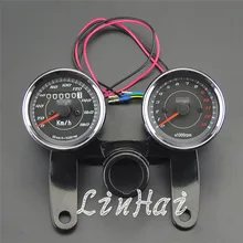 Черная поверхность мотоцикла Тахометр+ 0 дометр спидометр датчик с кронштейном Универсальный комплект