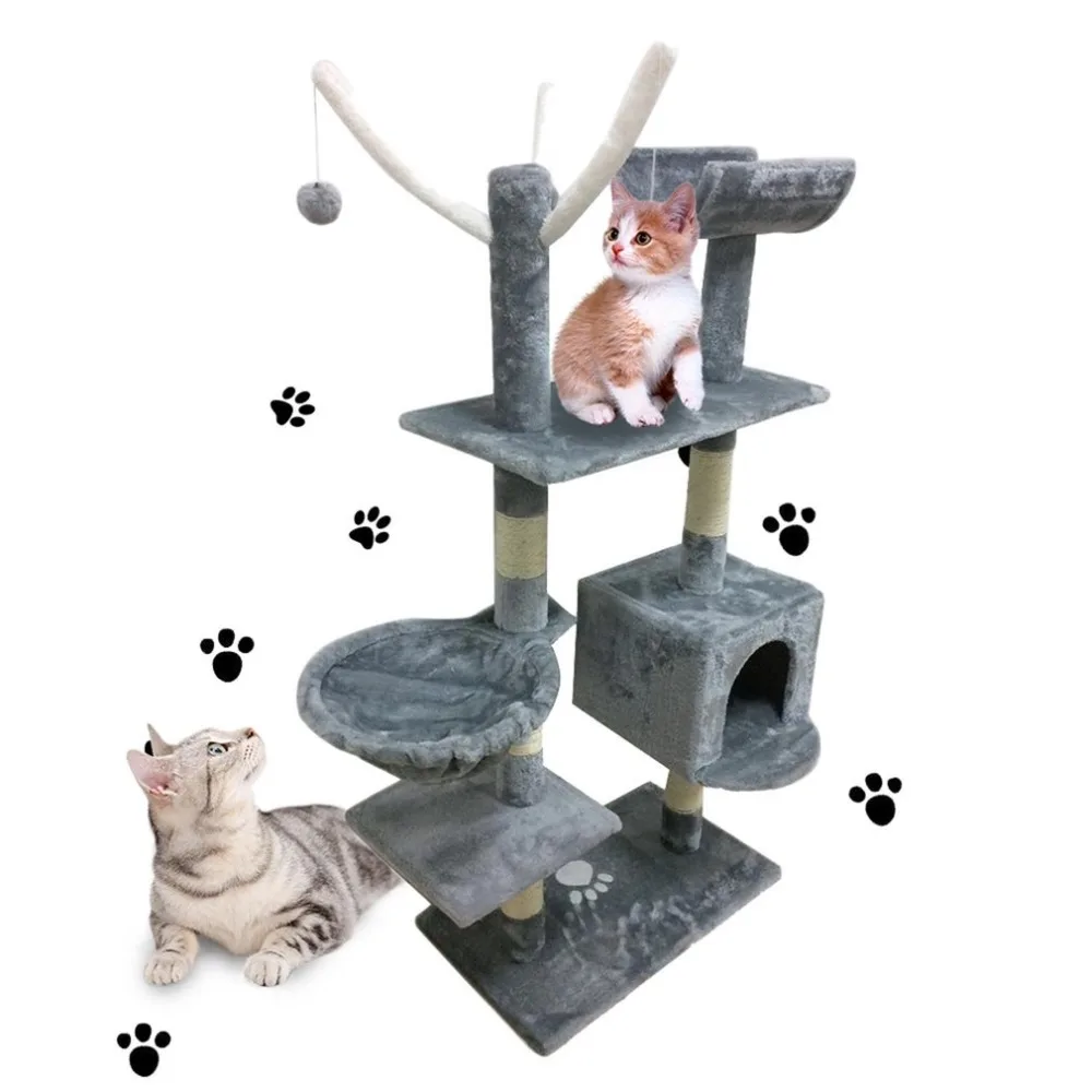 

Cat's Tree Tower Condo Scratcher Home Furniture Pets House Hammock Furniture Pets House Hammock Cat's Tree Tower Toy Beige/Grey