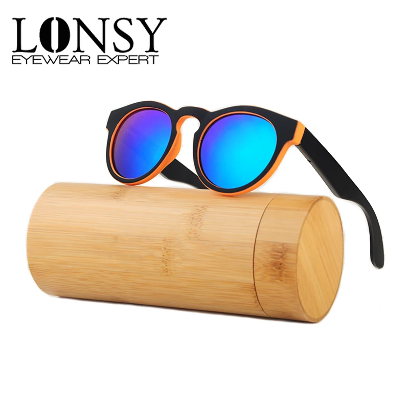 LONSY Handmade Round Bamboo Sunglasses Women Wooden Sunglasses Men Brand Design Fashion font b gafas b