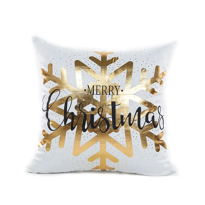 45*45cm Soft Fabric Gold Printed Merry Christmas Pillow Case Christmas Home Decoration Happy New Year Party Supplies 45*45cm Soft Fabric Gold Printed Merry Christmas Pillow Case Christmas Home Decoration Happy New Year Party Supplies