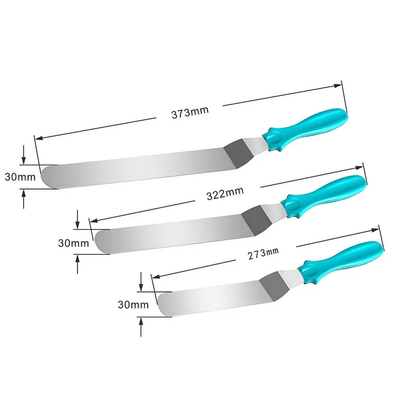 IVYSHION 3 шт./компл. лопатка для торта соблазнительный крем масло для защиты от обледенения глазурь Ножи гладкой Нержавеющая сталь Кухня Кондитерские инструменты для украшения торта - Цвет: blue