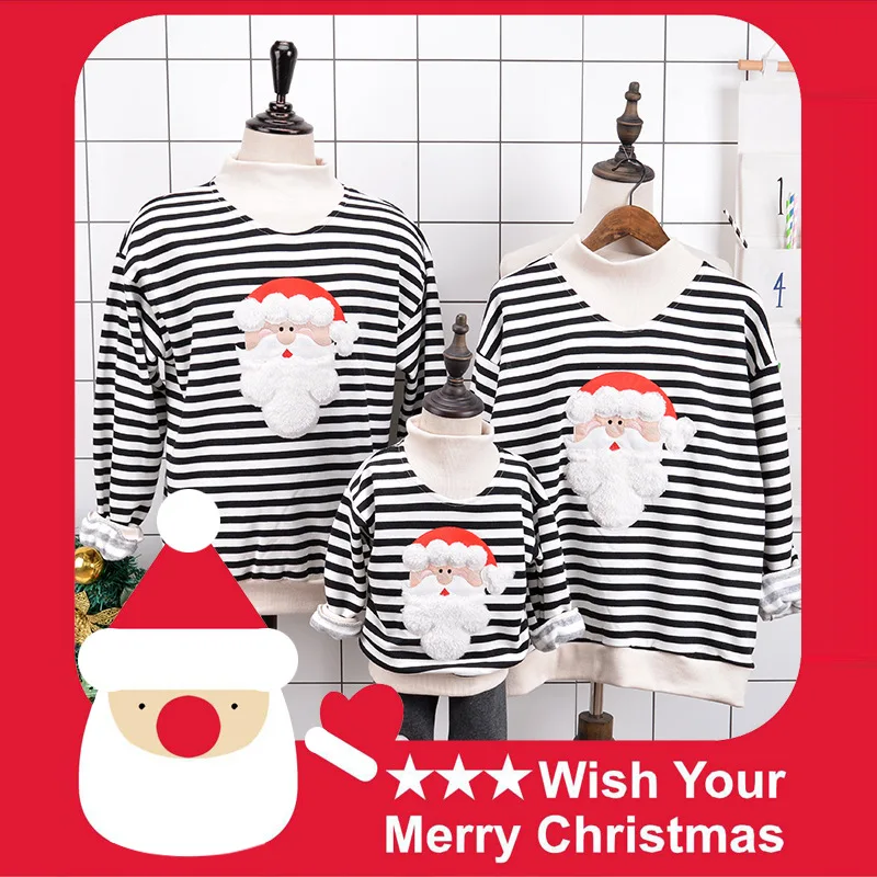 

Children Christmas Sweatshirt Reindeer and Santa Claus Pattern Family Matching Outfits New Year Boys Girls Sweater Clothes