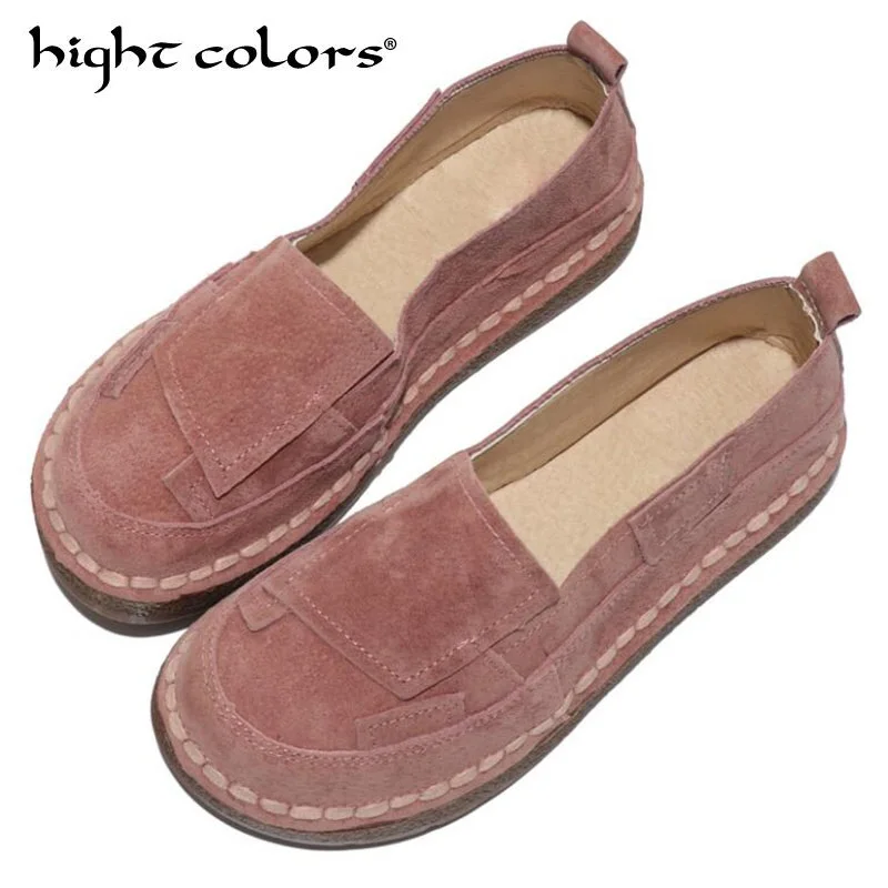 

Large Size 5-9 Split Leather Shoes Women Sewing Designer Womens Flats Shoes Soft Non-slip Boat Shoe For Woman zapatos de mujer
