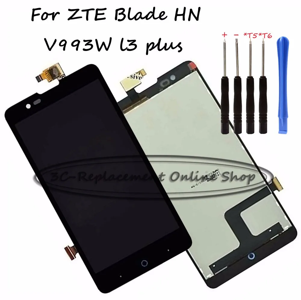 Испытание 100% черный полный для zte blade hn v993w l3 плюс жк-дисплей с сенсорным экраном дигитайзер ассамблеи замена + бесплатные инструмент Испытание 100% черный полный для zte blade hn v993w l3 плюс жк-дисплей с сенсорным экраном дигитайзер ассамблеи замена + бесплатные инструмент
