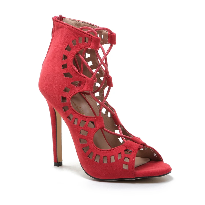 

Hot Fashion Women Pumps Women Shoes Sandals Lace up High Heels Cut Outs Shoes Summer Open Toe Sapato Femininos Mujer
