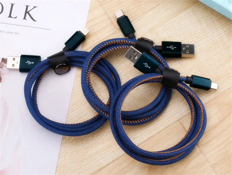 CatXaa 25 см короткий USB кабель тип-c ковбойская ткань 2A Быстрая зарядка данных Мода адаптер Android бар провода для huawei Xiaomi