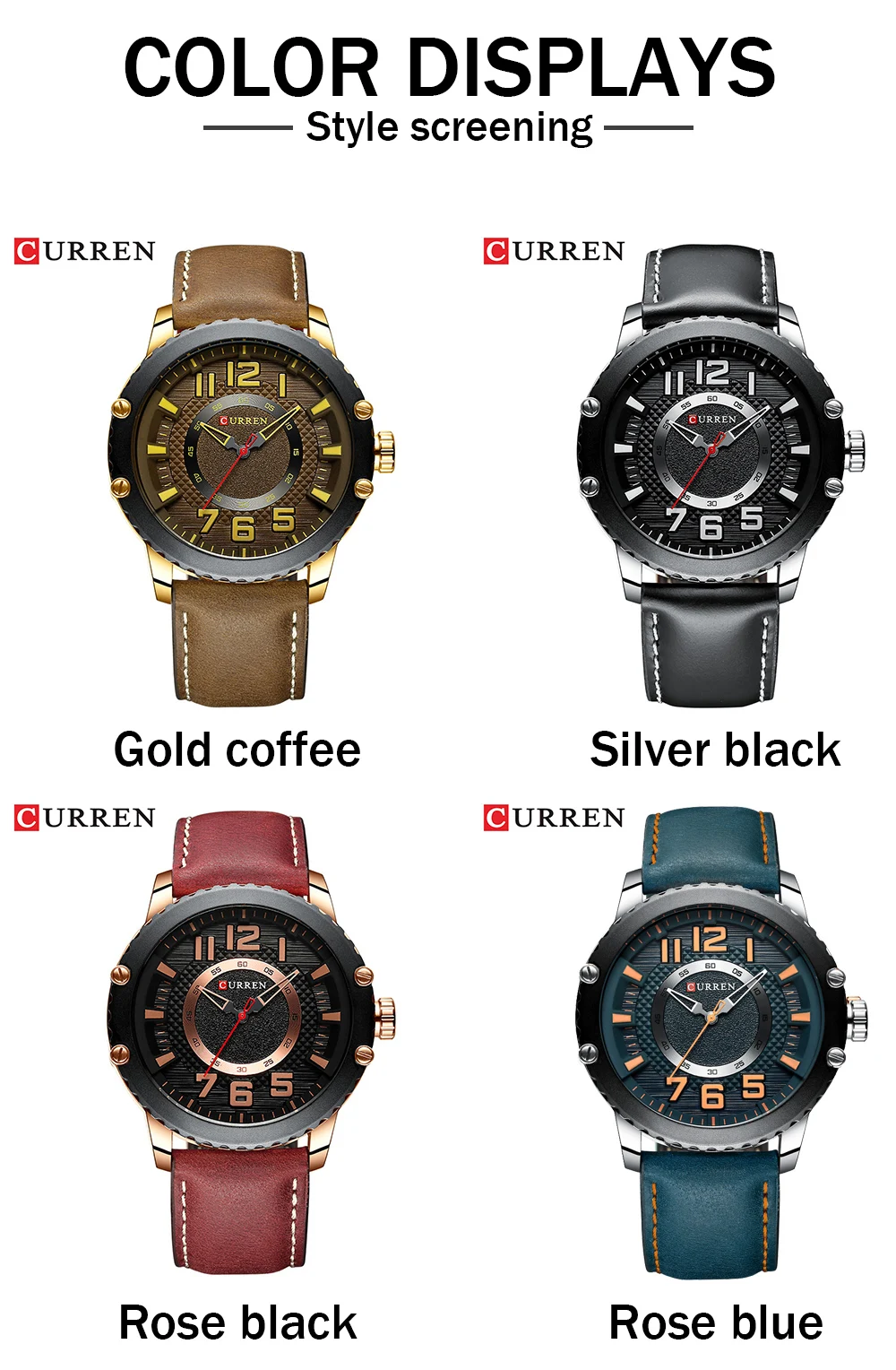 CURREN Casual Leather Watch for Men Style Business Quartz Wristwatches New Relojes Hombre Unique Design Clock Male Watches