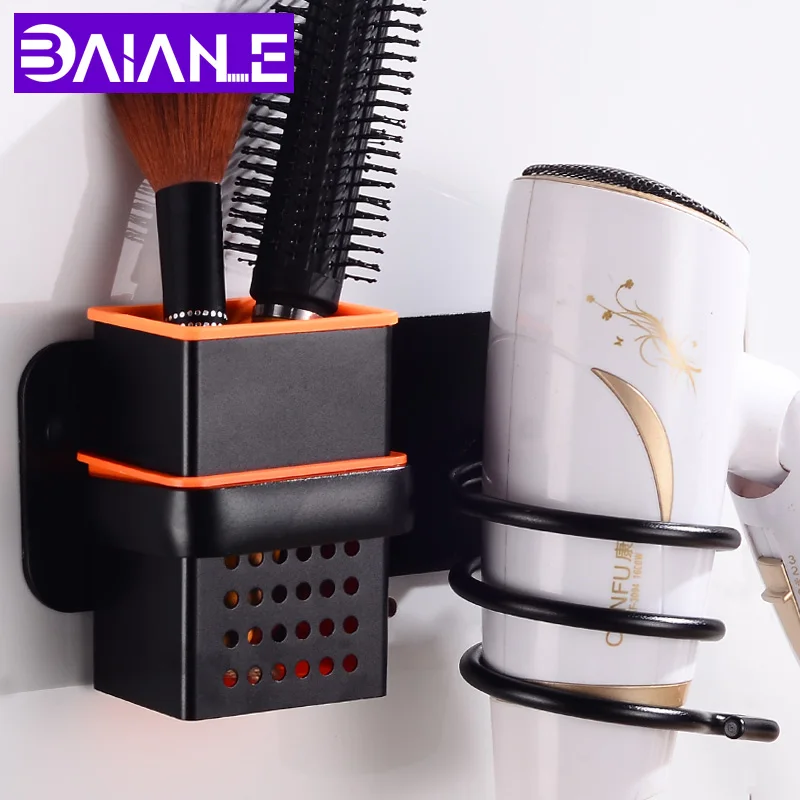 

Multi-function Durable Aluminium+ABS Plastic Wall Mount Hair Dryer Holder Stand and Organizer Bathroom Drier Comb Rack Storag