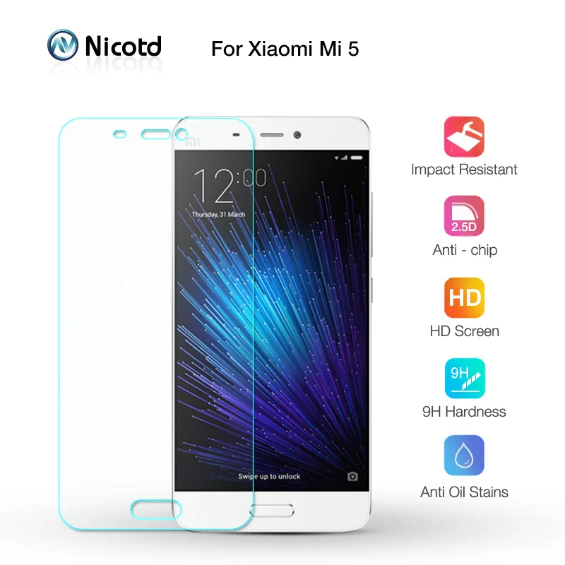 Nicotd 2.5D 9H закаленное стекло премиум класса для Xiaomi Mi5 M5 защита экрана закаленная