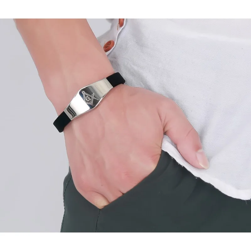 Аксессуары для масонских браслетов Freemason резиновый браслет из нержавеющей стали