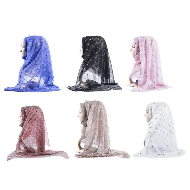 

Sequin Muslim Women Hijabs Headscarf Shawl Islamic Wedding Veil Scarves National Style