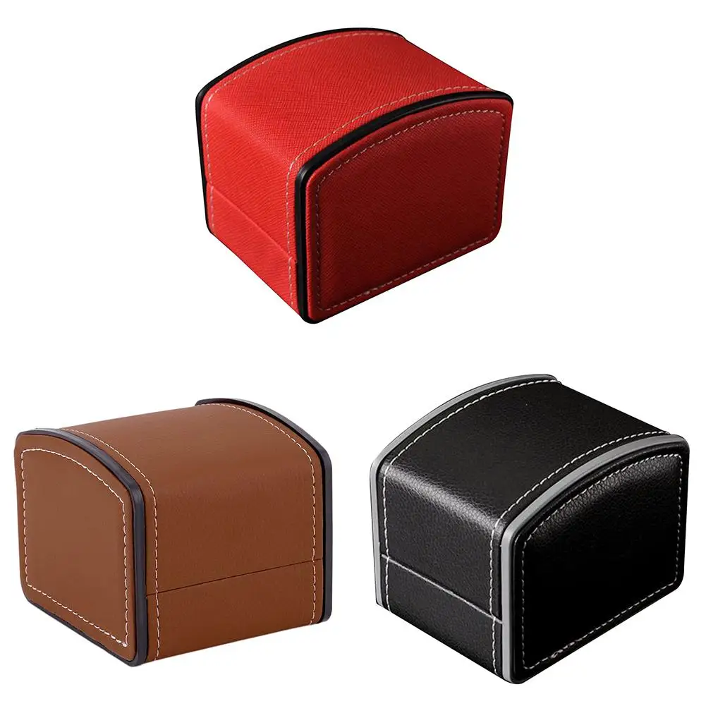 

Vintage Faux Leather Jewelry Decor Case Arc Shape Watch Protective Box Organizer Watch Case Watch Boxes Dropshipping